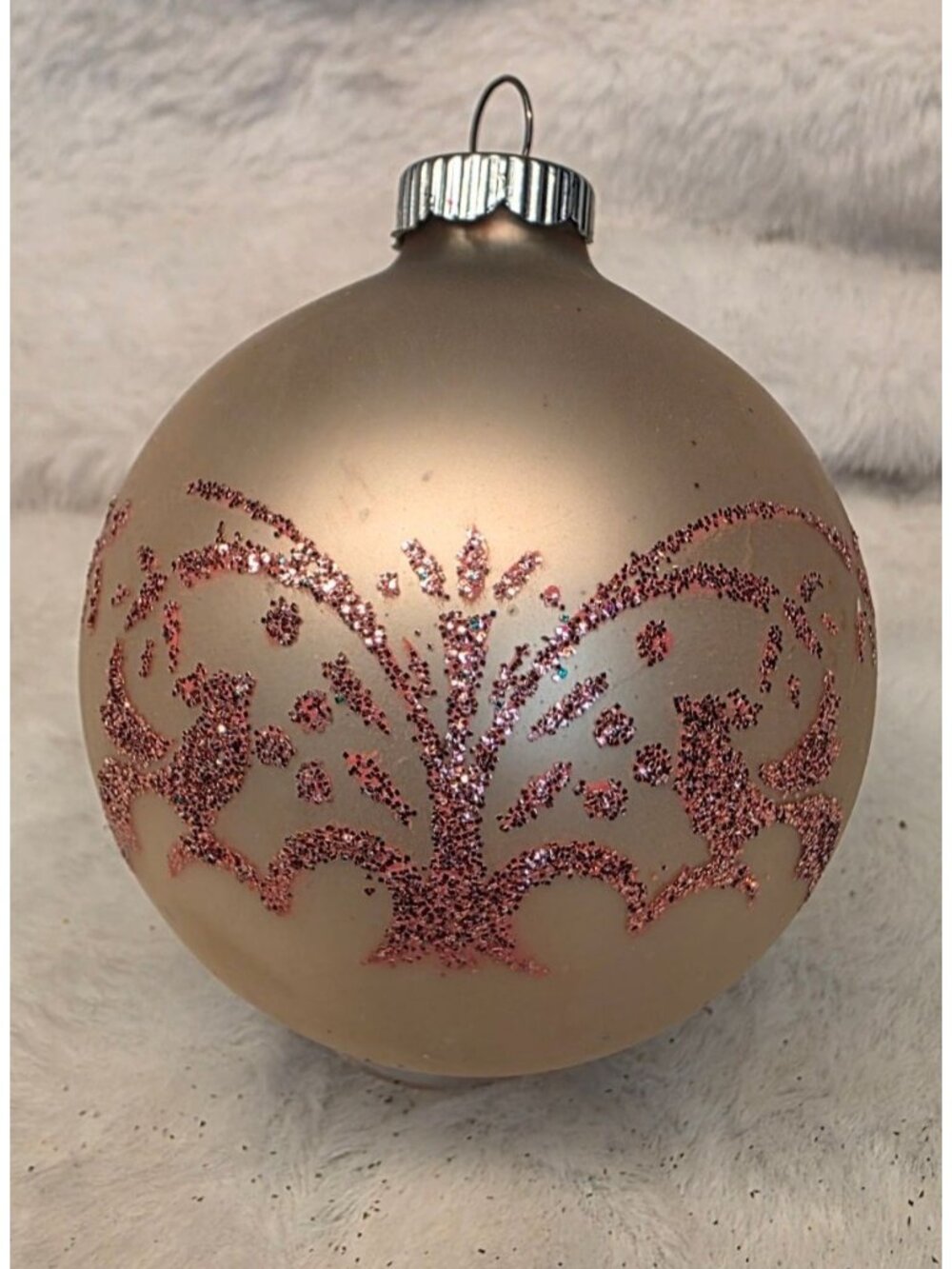 Vintage 3" MCM Mica Stenciled Shiny Brite Mercury Glass Christmas Ornament USA